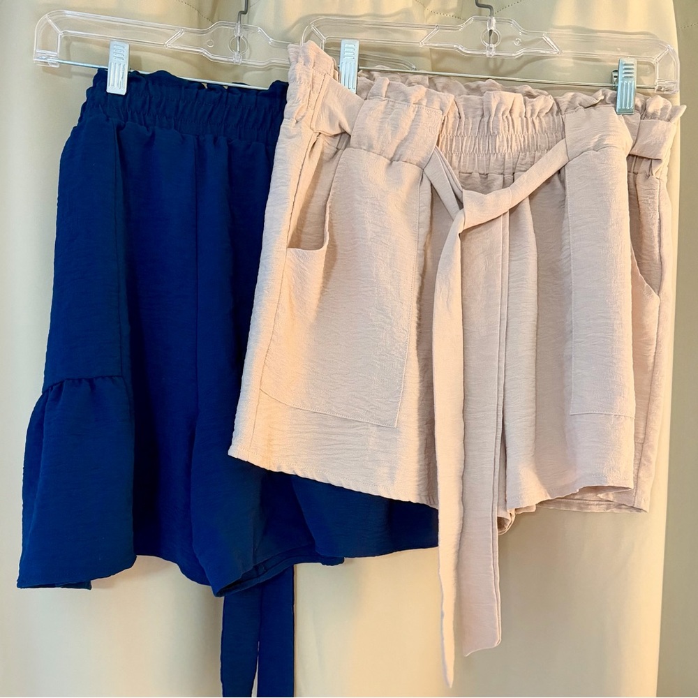 2 for $25 Women's Navy and Cream Shorts Set